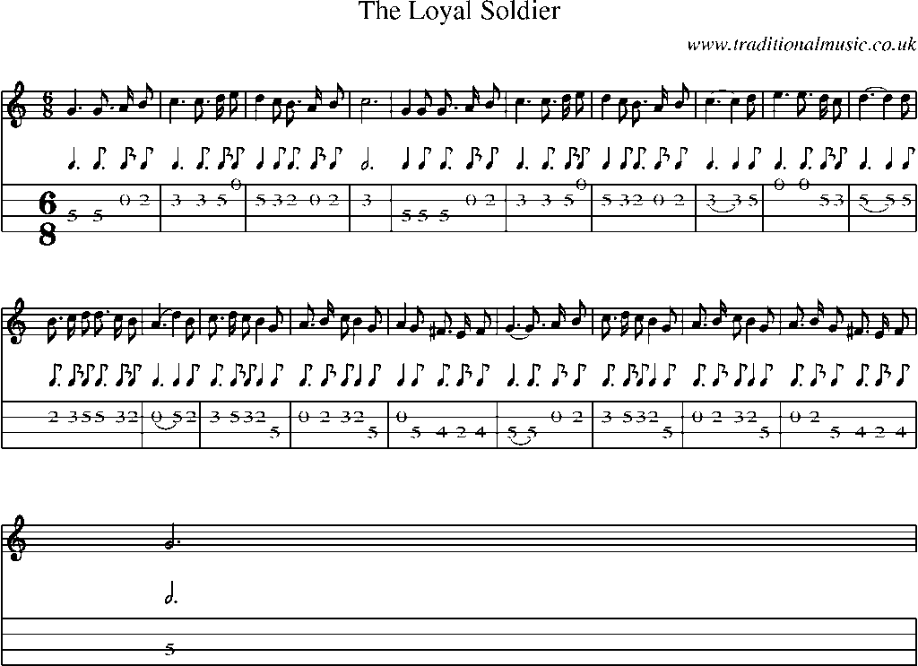 Mandolin Tab and Sheet Music for The Loyal Soldier