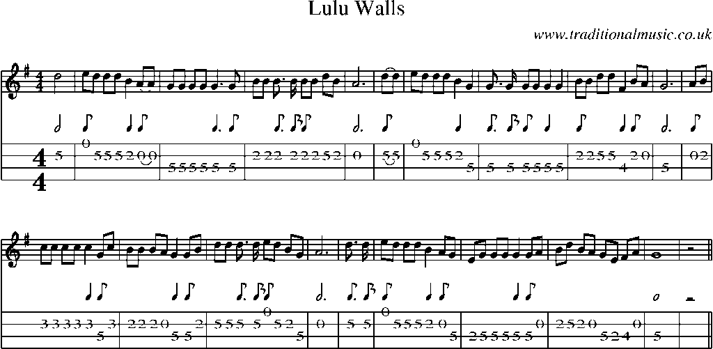 Mandolin Tab and Sheet Music for Lulu Walls