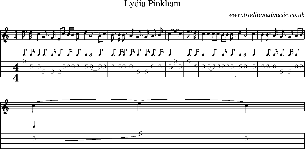 Mandolin Tab and Sheet Music for Lydia Pinkham