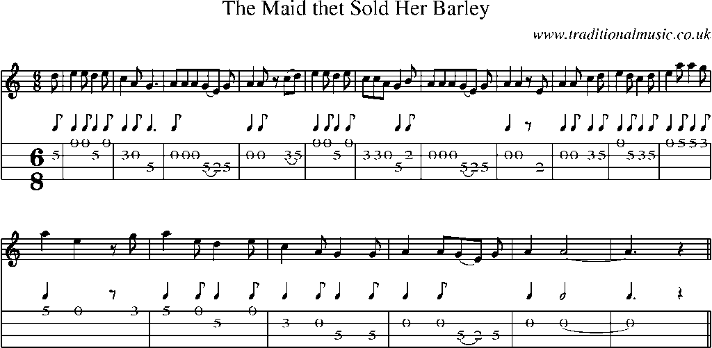 Mandolin Tab and Sheet Music for The Maid Thet Sold Her Barley