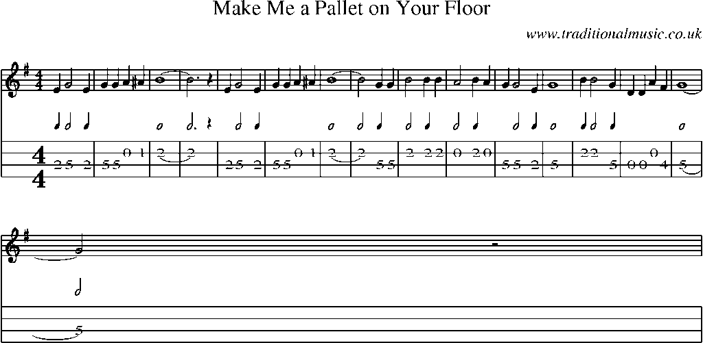 Mandolin Tab and Sheet Music for Make Me A Pallet On Your Floor