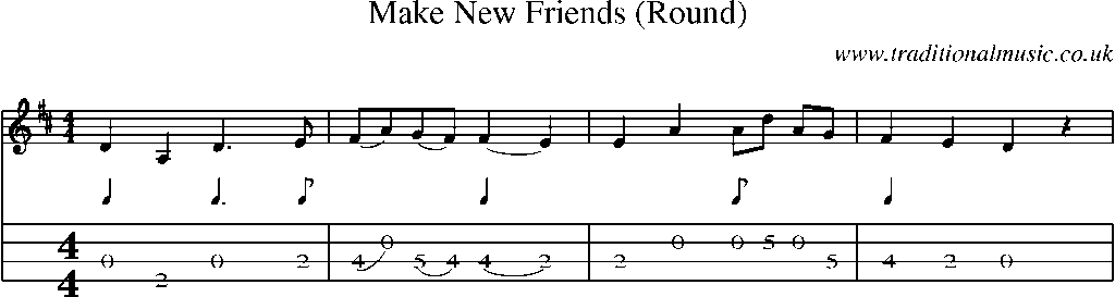 Mandolin Tab and Sheet Music for Make New Friends (round)