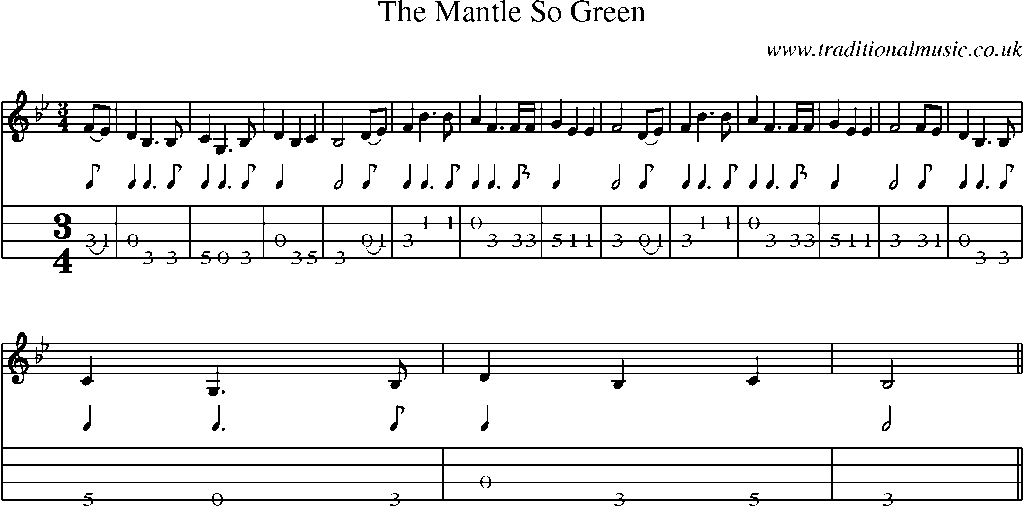 Mandolin Tab and Sheet Music for The Mantle So Green