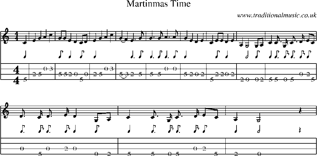 Mandolin Tab and Sheet Music for Martinmas Time