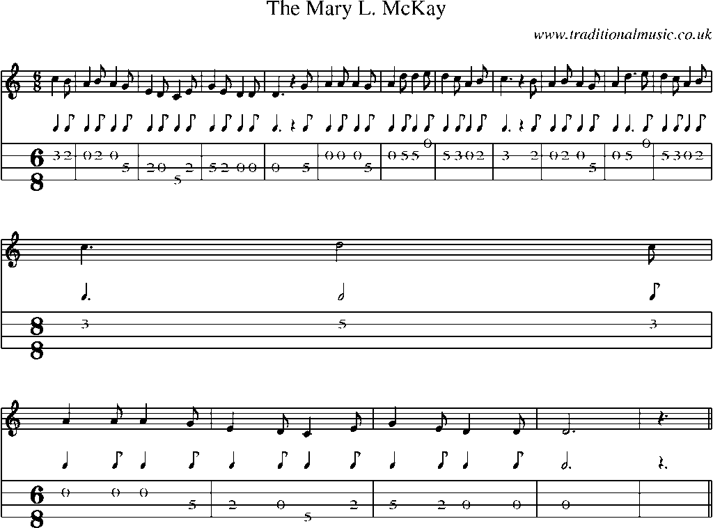 Mandolin Tab and Sheet Music for The Mary L. Mckay