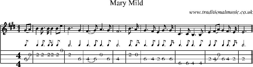 Mandolin Tab and Sheet Music for Mary Mild