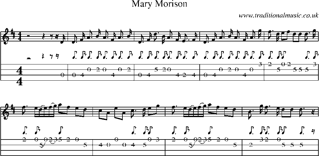 Mandolin Tab and Sheet Music for Mary Morison