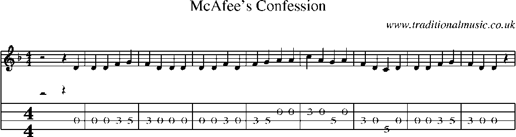 Mandolin Tab and Sheet Music for Mcafee's Confession
