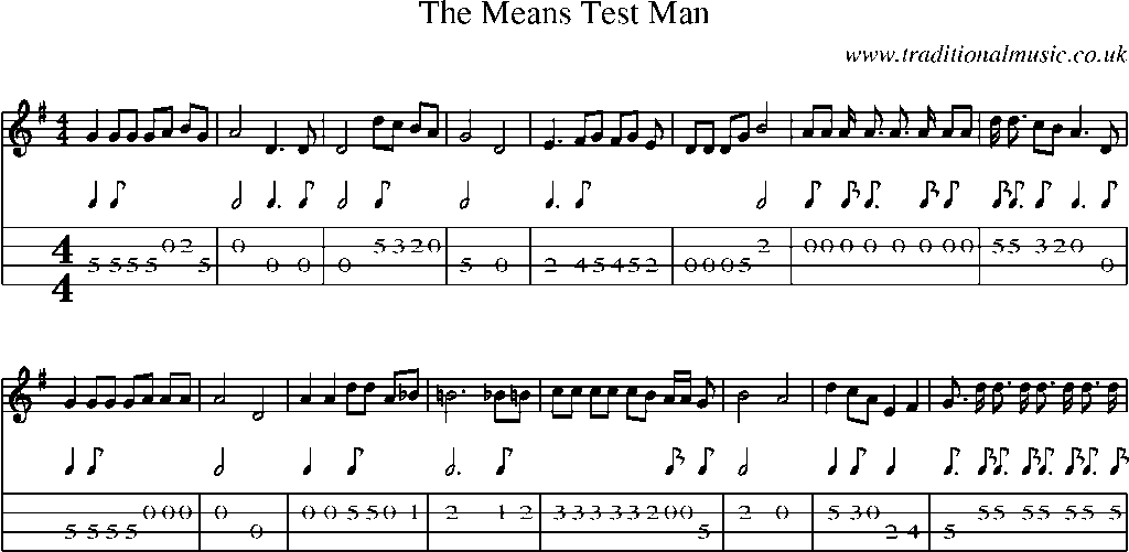 Mandolin Tab and Sheet Music for The Means Test Man