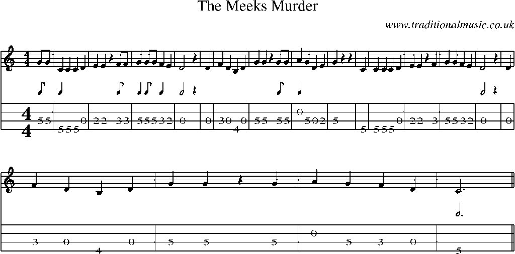 Mandolin Tab and Sheet Music for The Meeks Murder