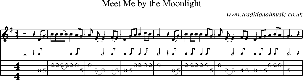 Mandolin Tab and Sheet Music for Meet Me By The Moonlight