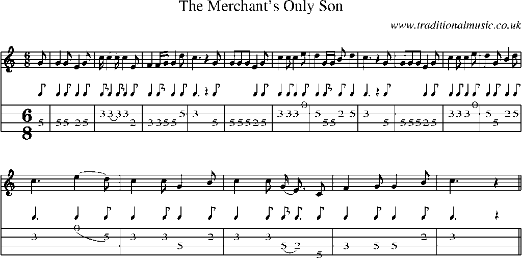 Mandolin Tab and Sheet Music for The Merchant's Only Son
