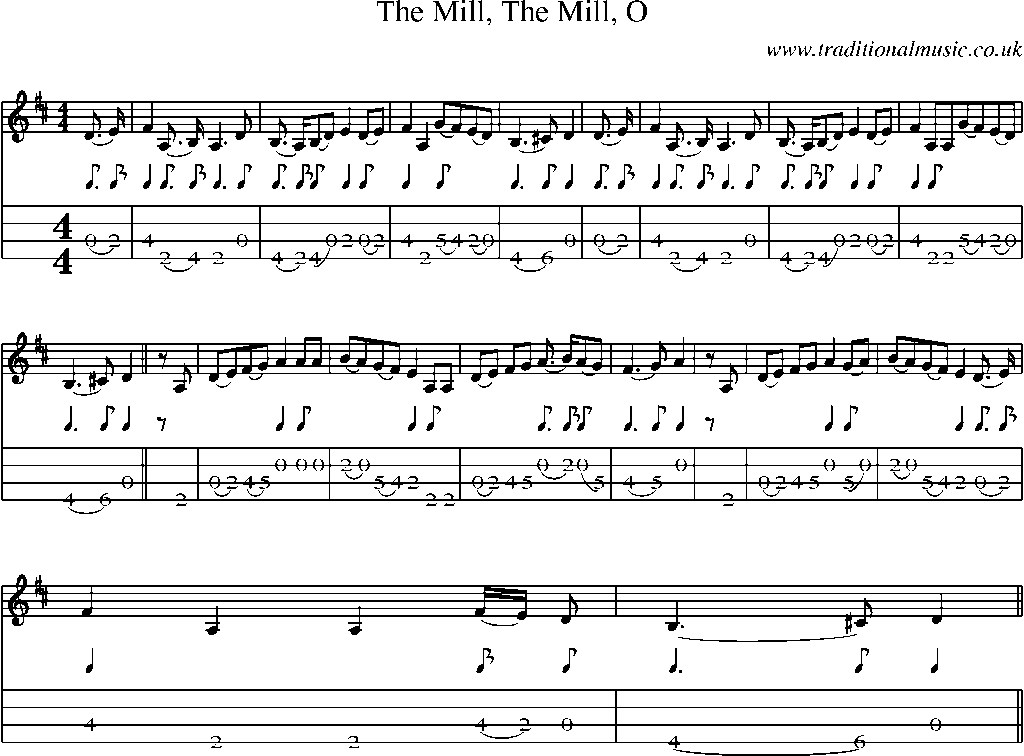 Mandolin Tab and Sheet Music for The Mill, The Mill, O