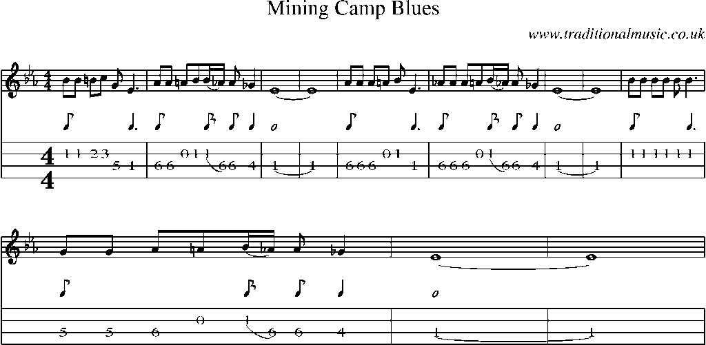 Mandolin Tab and Sheet Music for Mining Camp Blues