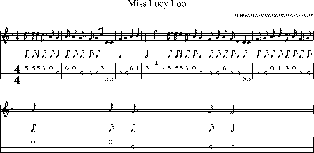 Mandolin Tab and Sheet Music for Miss Lucy Loo