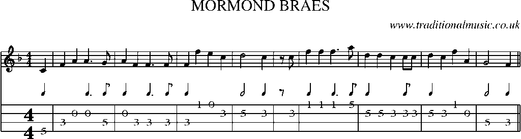 Mandolin Tab and Sheet Music for Mormond Braes