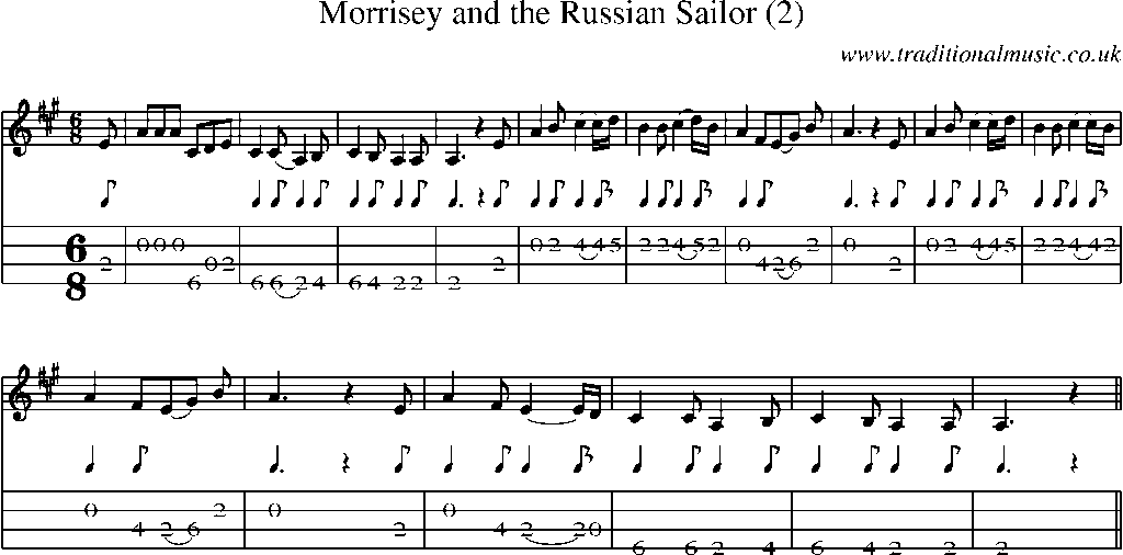 Mandolin Tab and Sheet Music for Morrisey And The Russian Sailor (2)