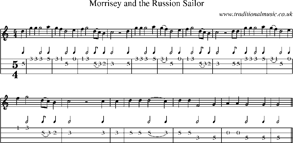 Mandolin Tab and Sheet Music for Morrisey And The Russion Sailor