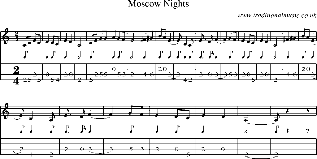 Mandolin Tab and Sheet Music for Moscow Nights
