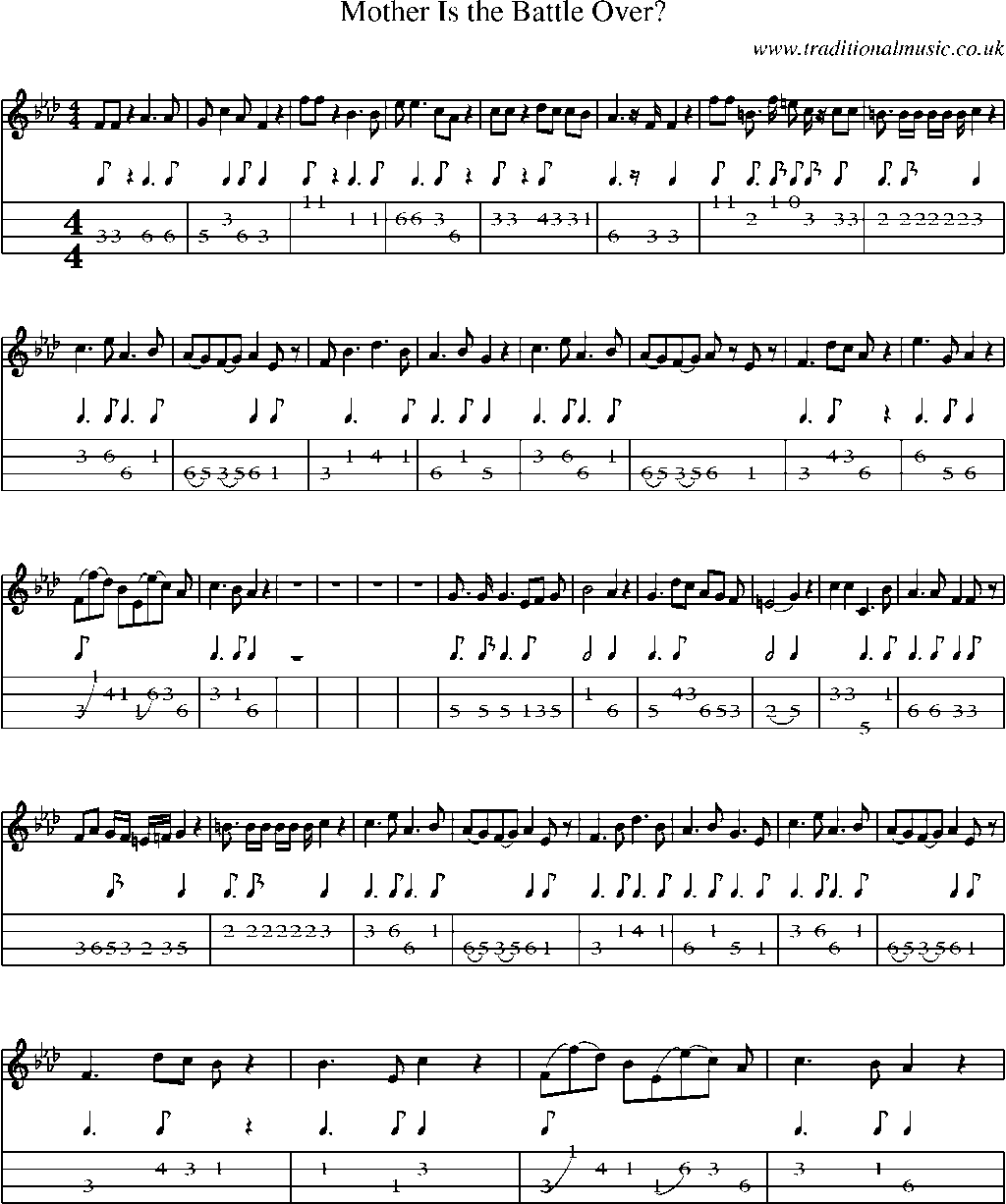 Mandolin Tab and Sheet Music for Mother Is The Battle Over?