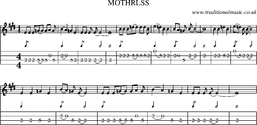 Mandolin Tab and Sheet Music for Mothrlss