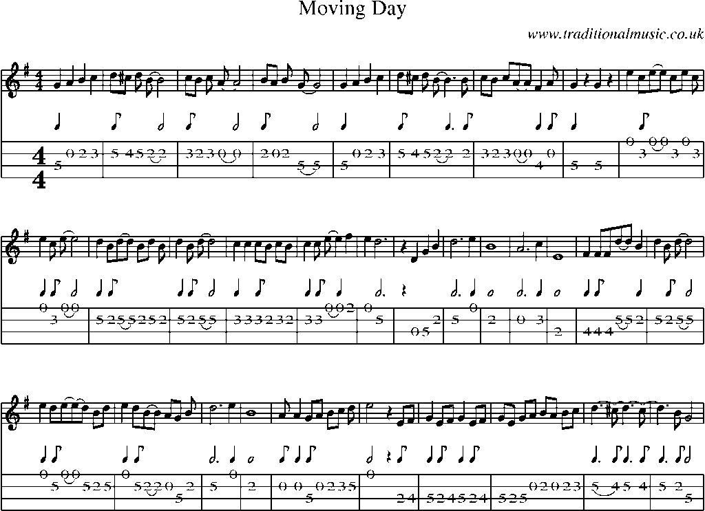 Mandolin Tab and Sheet Music for Moving Day