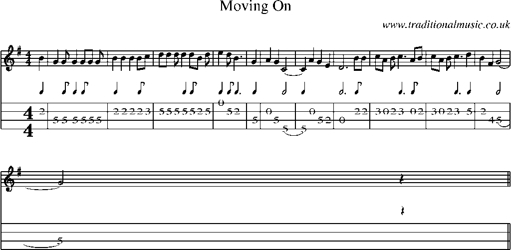 Mandolin Tab and Sheet Music for Moving On