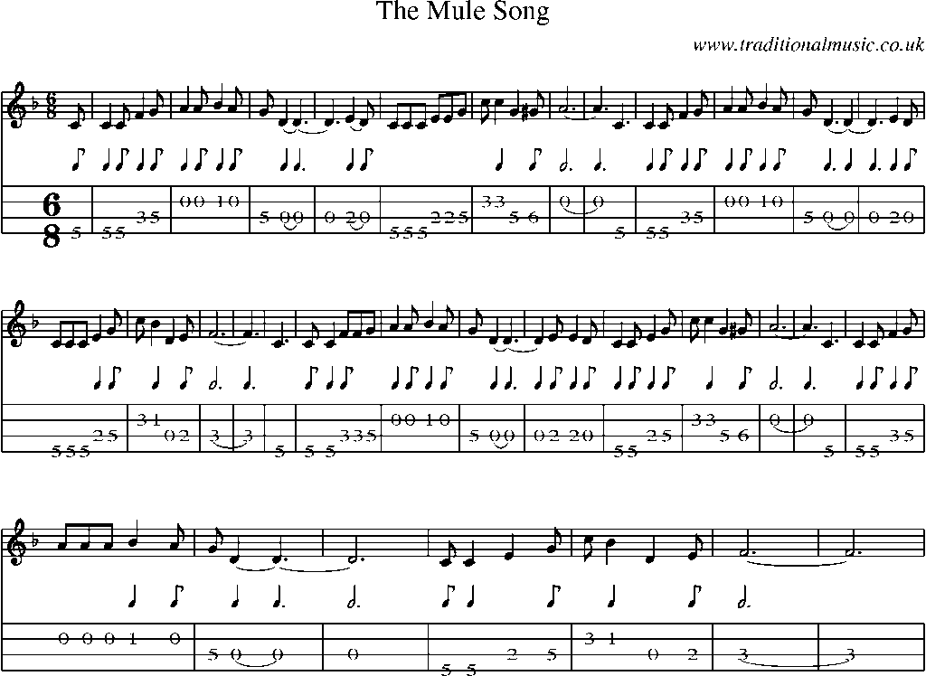 Mandolin Tab and Sheet Music for The Mule Song
