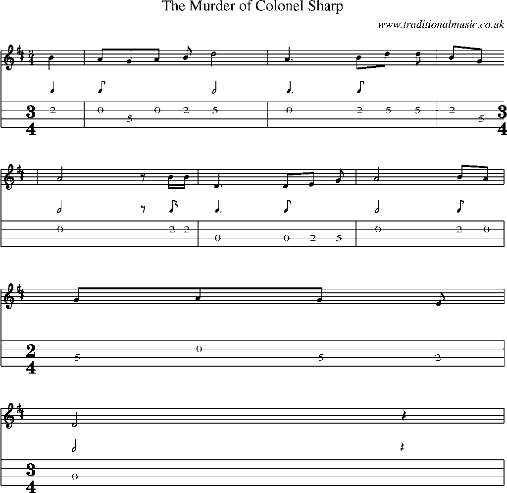 Mandolin Tab and Sheet Music for The Murder Of Colonel Sharp