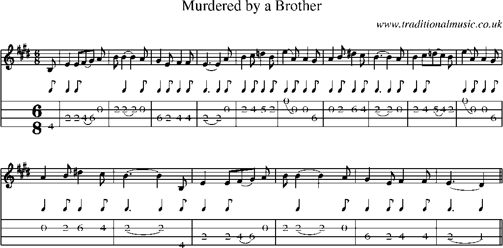 Mandolin Tab and Sheet Music for Murdered By A Brother