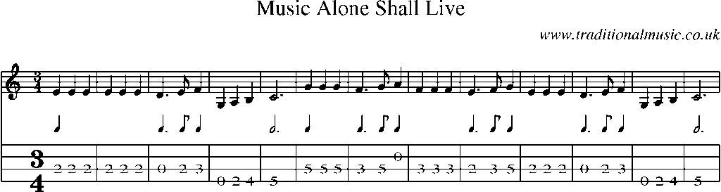 Mandolin Tab and Sheet Music for Music Alone Shall Live