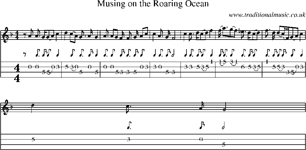 Mandolin Tab and Sheet Music for Musing On The Roaring Ocean