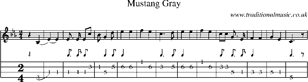 Mandolin Tab and Sheet Music for Mustang Gray