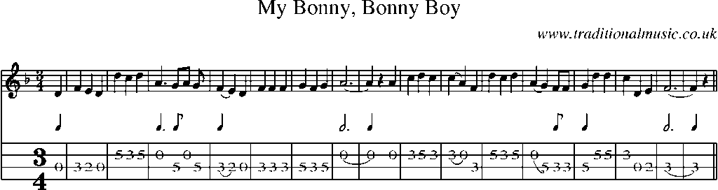Mandolin Tab and Sheet Music for My Bonny, Bonny Boy