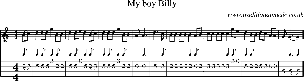 Mandolin Tab and Sheet Music for My Boy Billy(1)