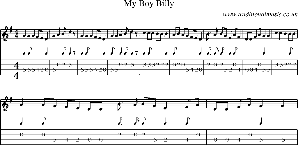 Mandolin Tab and Sheet Music for My Boy Billy(2)
