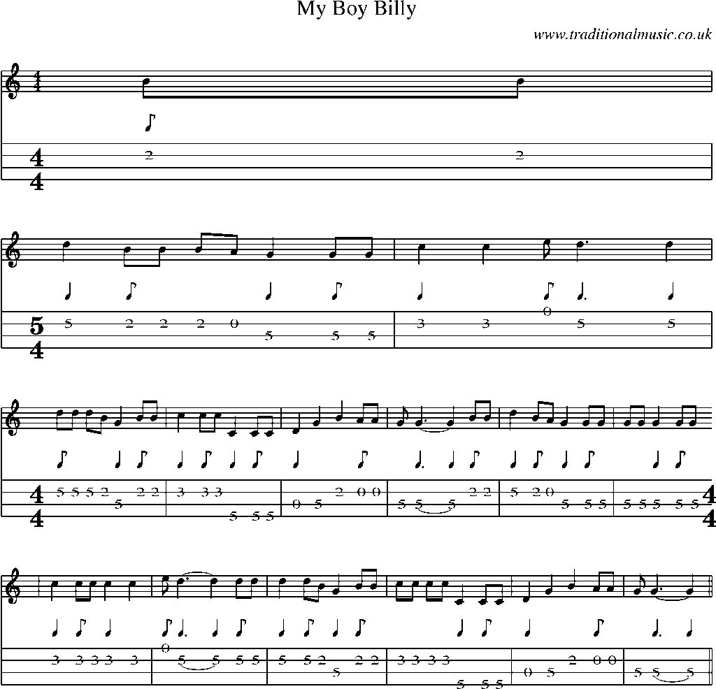 Mandolin Tab and Sheet Music for My Boy Billy(3)