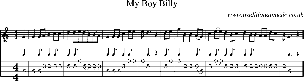 Mandolin Tab and Sheet Music for My Boy Billy