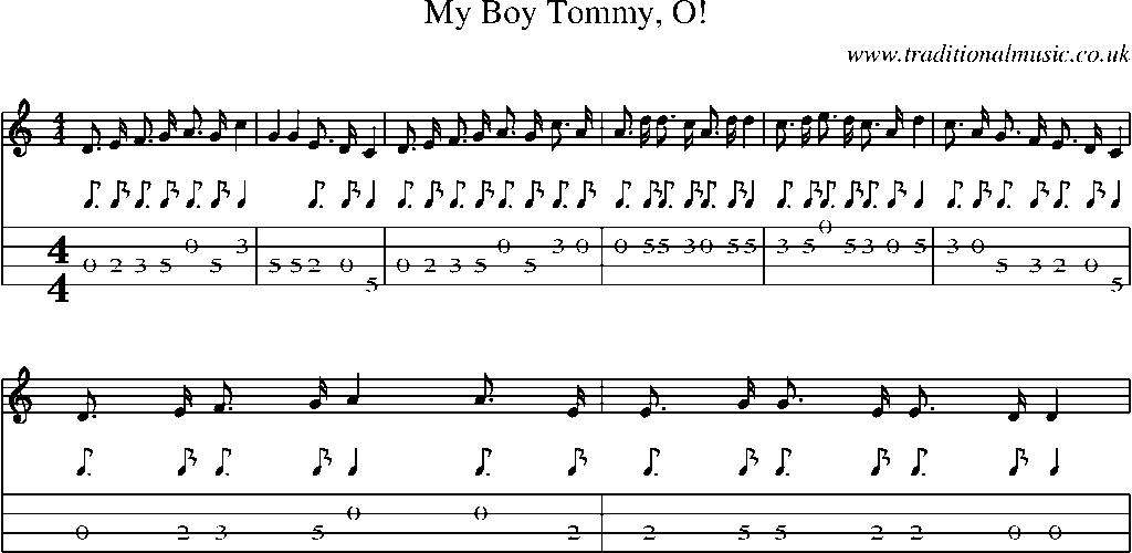Mandolin Tab and Sheet Music for My Boy Tommy, O!