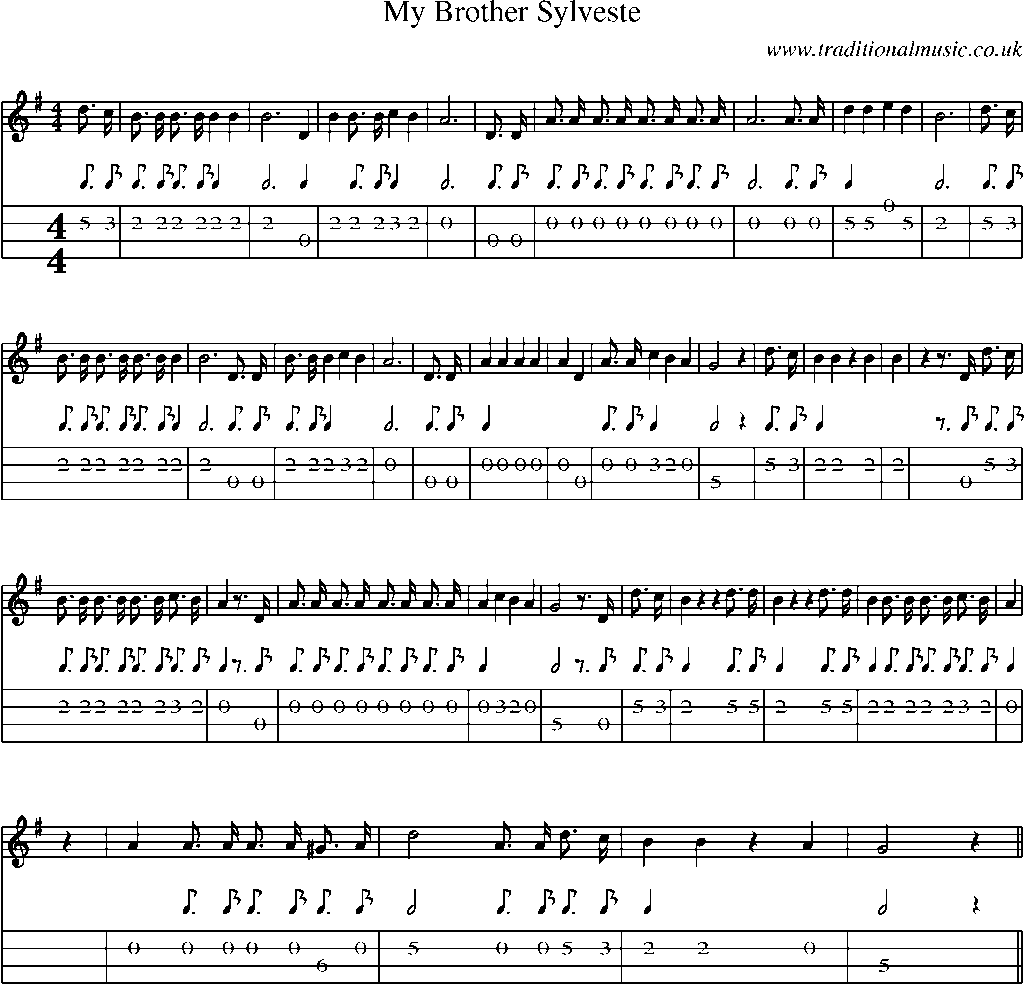 Mandolin Tab and Sheet Music for My Brother Sylveste