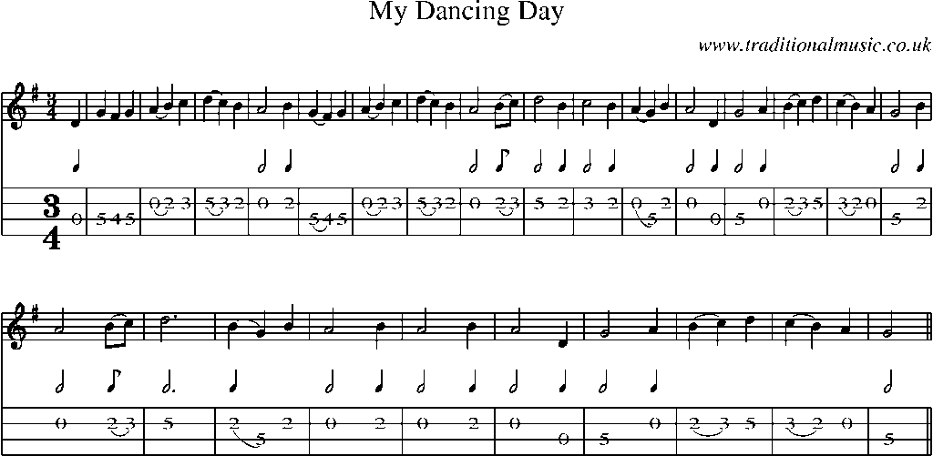 Mandolin Tab and Sheet Music for My Dancing Day