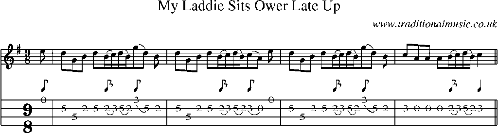 Mandolin Tab and Sheet Music for My Laddie Sits Ower Late Up