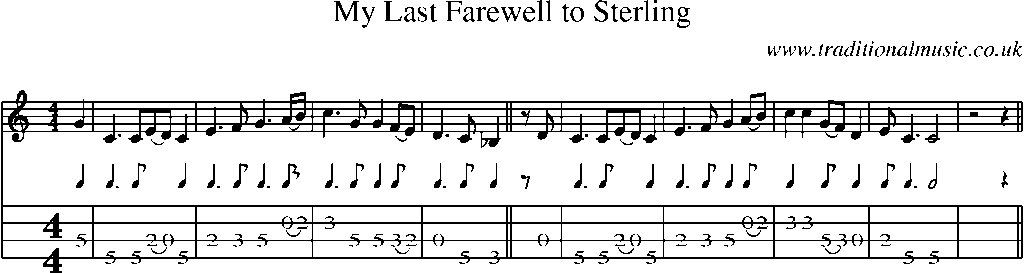 Mandolin Tab and Sheet Music for My Last Farewell To Sterling