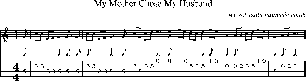 Mandolin Tab and Sheet Music for My Mother Chose My Husband