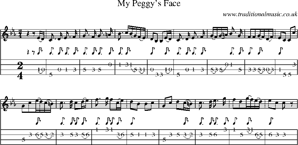 Mandolin Tab and Sheet Music for My Peggy's Face