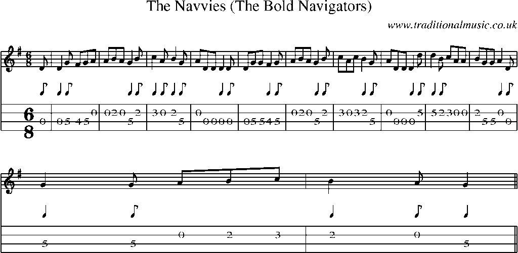 Mandolin Tab and Sheet Music for The Navvies (the Bold Navigators)