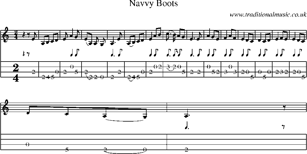 Mandolin Tab and Sheet Music for Navvy Boots