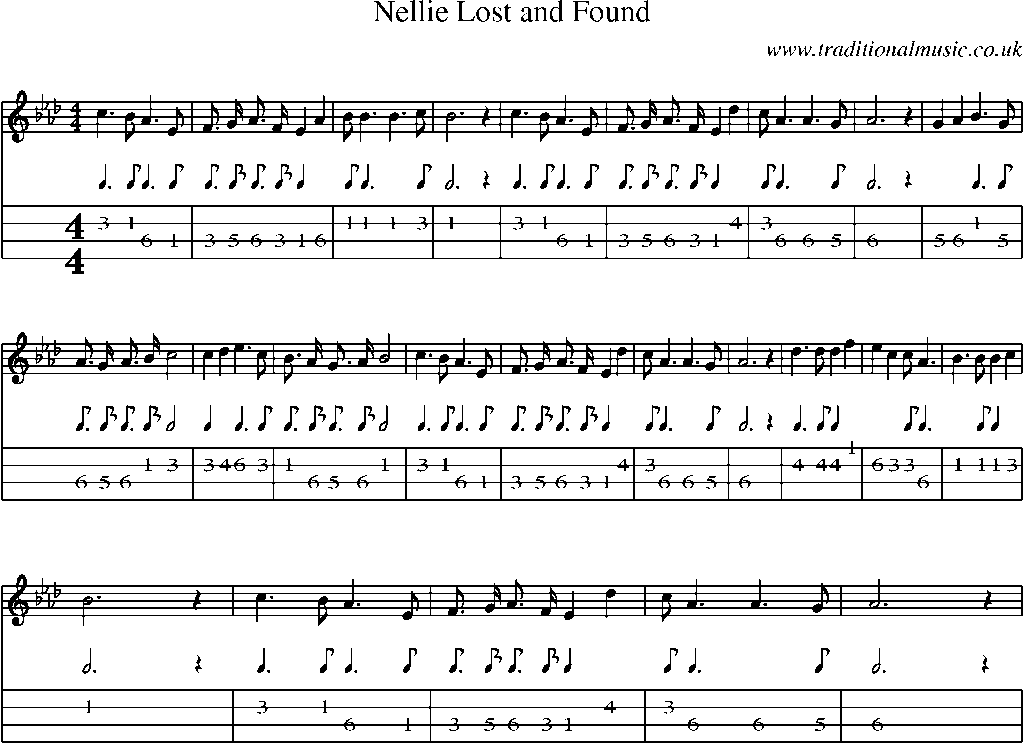 Mandolin Tab and Sheet Music for Nellie Lost And Found