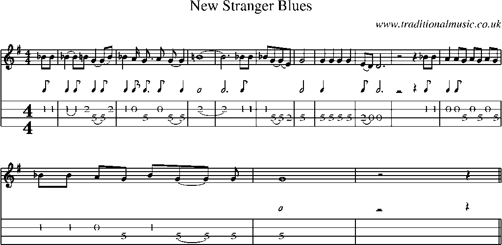 Mandolin Tab and Sheet Music for New Stranger Blues