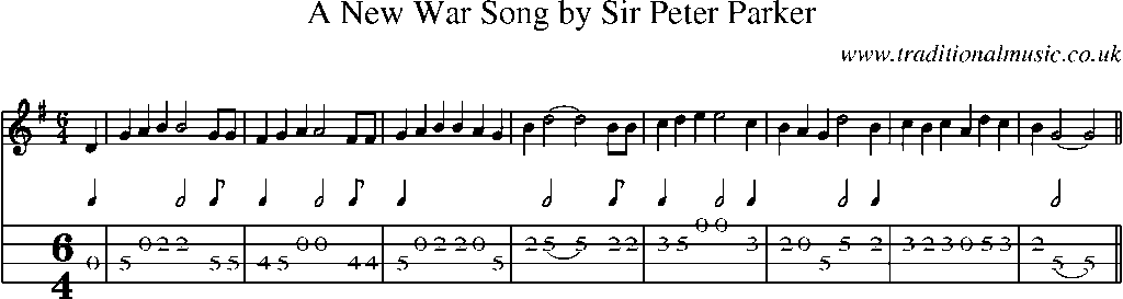 Mandolin Tab and Sheet Music for A New War Song By Sir Peter Parker